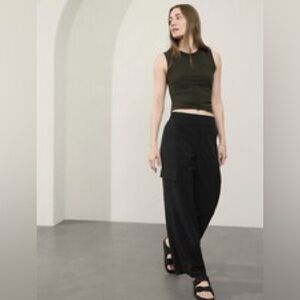 Athleta Brooklyn Ankle Pant Gloss Stripe Size 6 Black/Gray Stripe  #782694